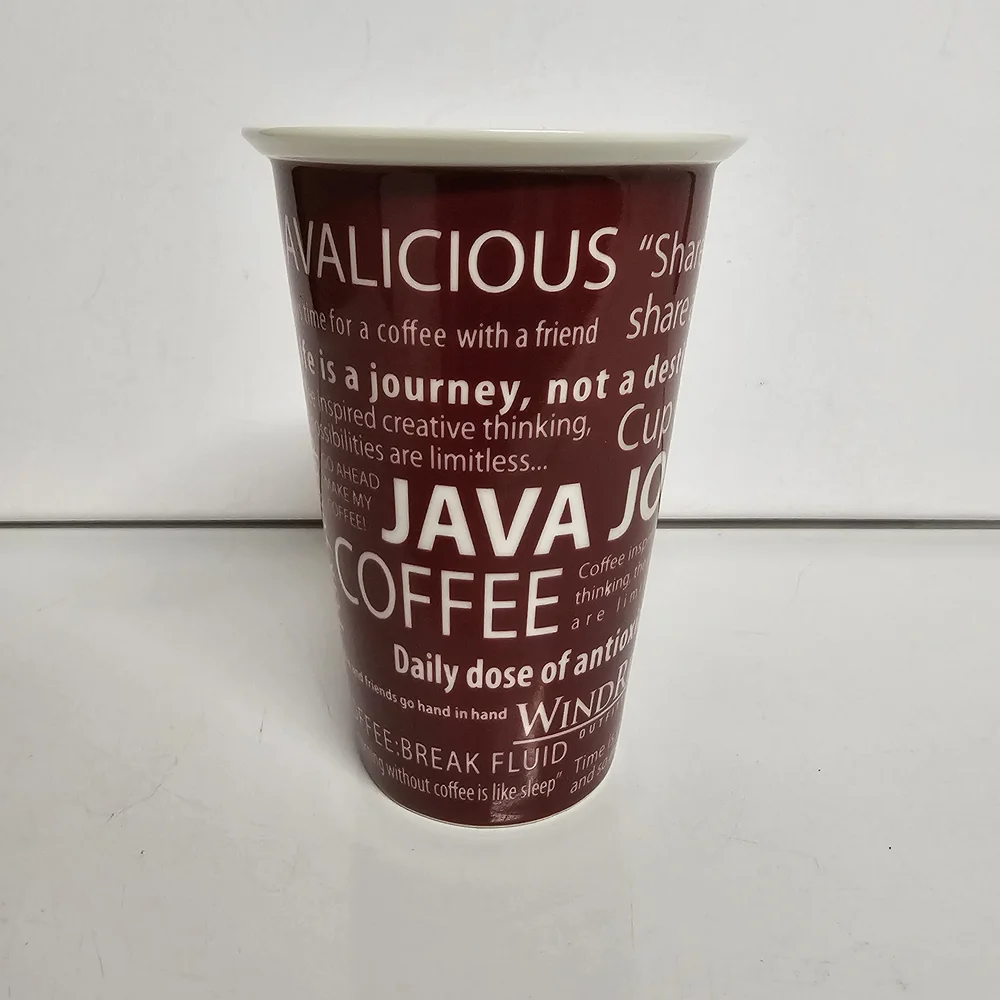 WindRiver Java Coffee Mug – Burgundy – 5.25" Tall – Typography Design - Picture 1 of 6